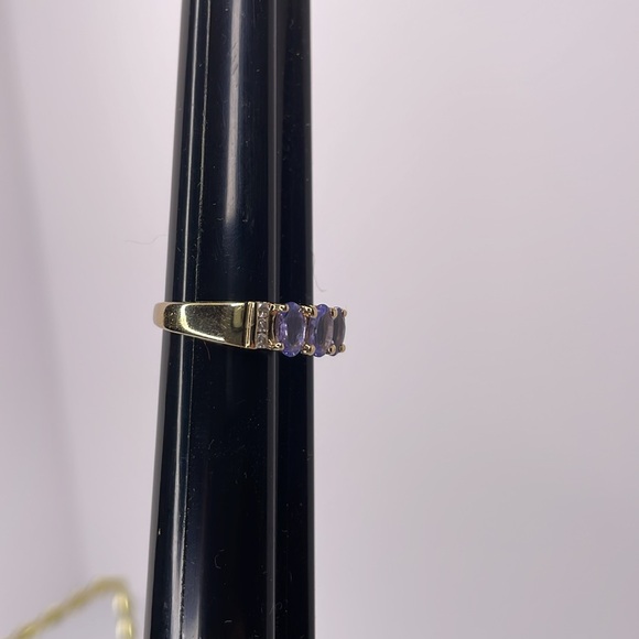 Ring Tanzanite Ring 14Kt Yellow Gold with Single Cut Diamond Accents Ring - Picture 9 of 11
